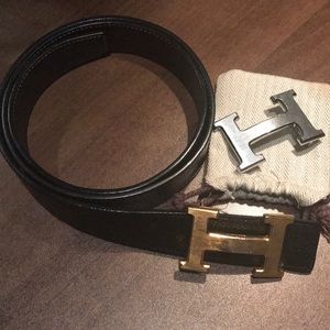 Belt BLACK BROWN with two buckles